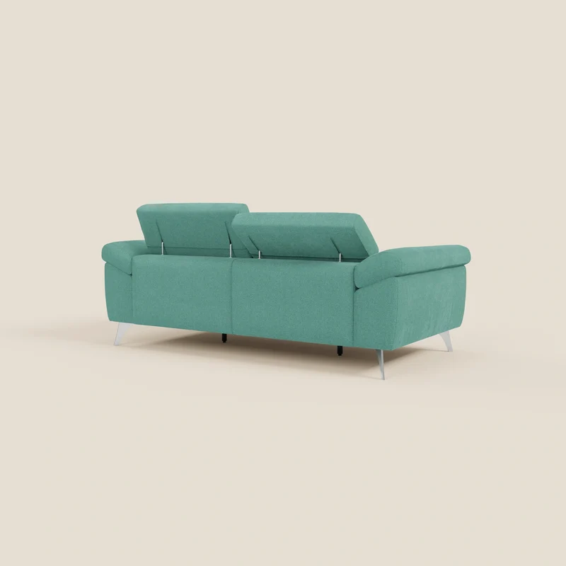 Donatello Canapé avec assises extensibles accoudoirs avec coffre et têtières inclinables en tissu détachable T23 vert aquamarine