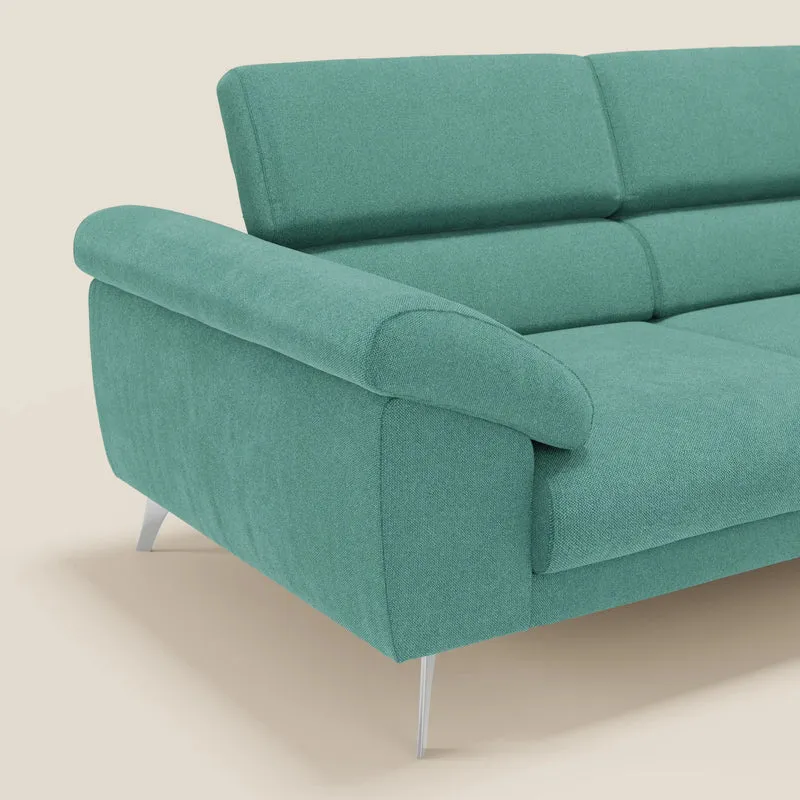 Donatello Canapé avec assises extensibles accoudoirs avec coffre et têtières inclinables en tissu détachable T23 vert aquamarine