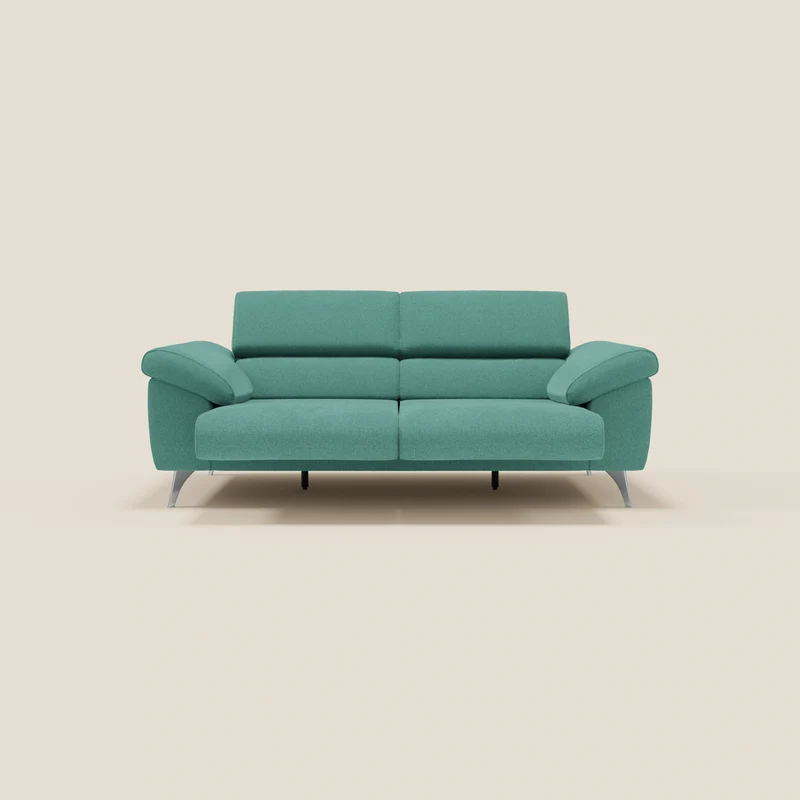Donatello Canapé avec assises extensibles accoudoirs avec coffre et têtières inclinables en tissu détachable T23 vert aquamarine