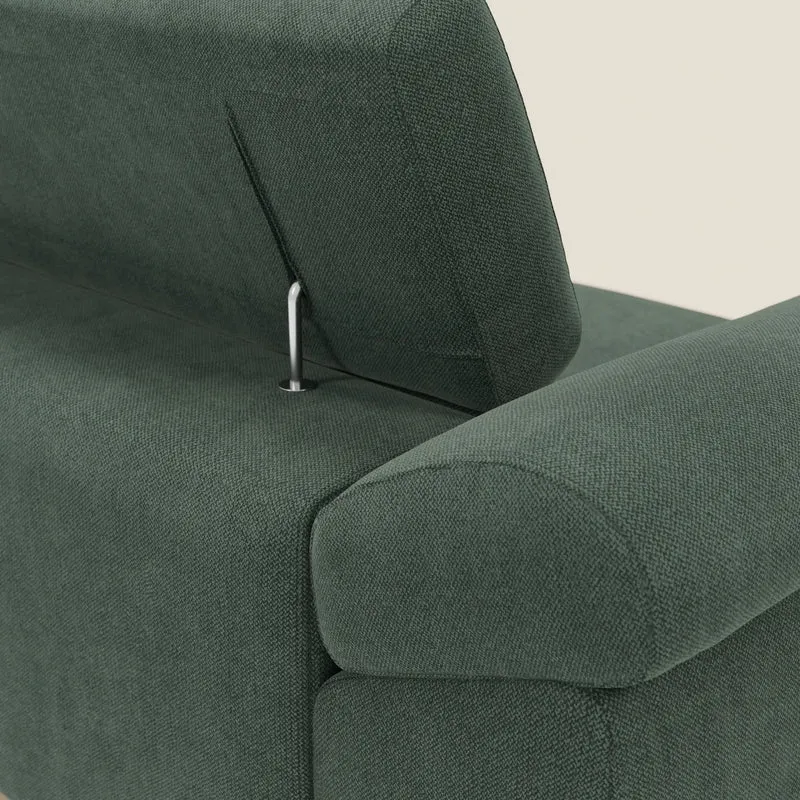Donatello Canapé avec assises extensibles accoudoirs avec coffre et têtières inclinables en tissu détachable T23 vert