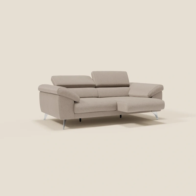 Donatello Canapé avec assises extensibles accoudoirs avec coffre et têtières inclinables en tissu détachable T23 tortora