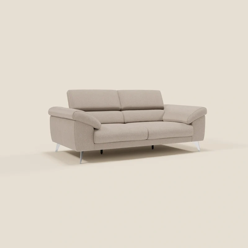 Donatello Canapé avec assises extensibles accoudoirs avec coffre et têtières inclinables en tissu détachable T23 tortora