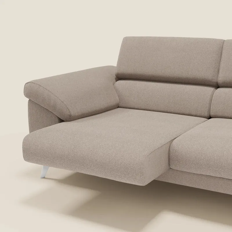 Donatello Canapé avec assises extensibles accoudoirs avec coffre et têtières inclinables en tissu détachable T23 tortora