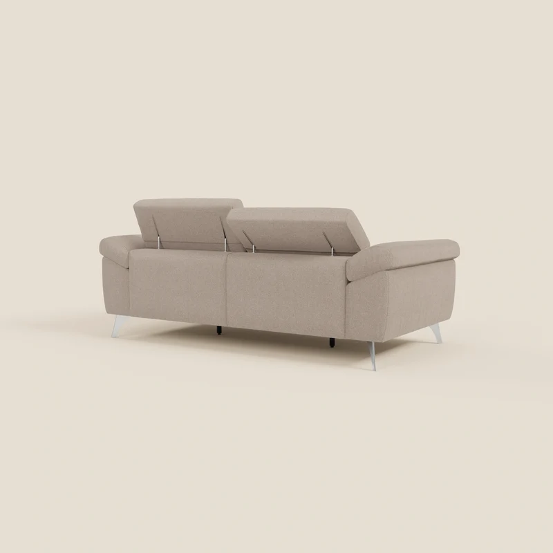 Donatello Canapé avec assises extensibles accoudoirs avec coffre et têtières inclinables en tissu détachable T23 tortora