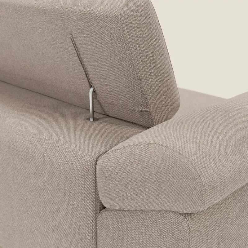 Donatello Canapé avec assises extensibles accoudoirs avec coffre et têtières inclinables en tissu détachable T23 tortora