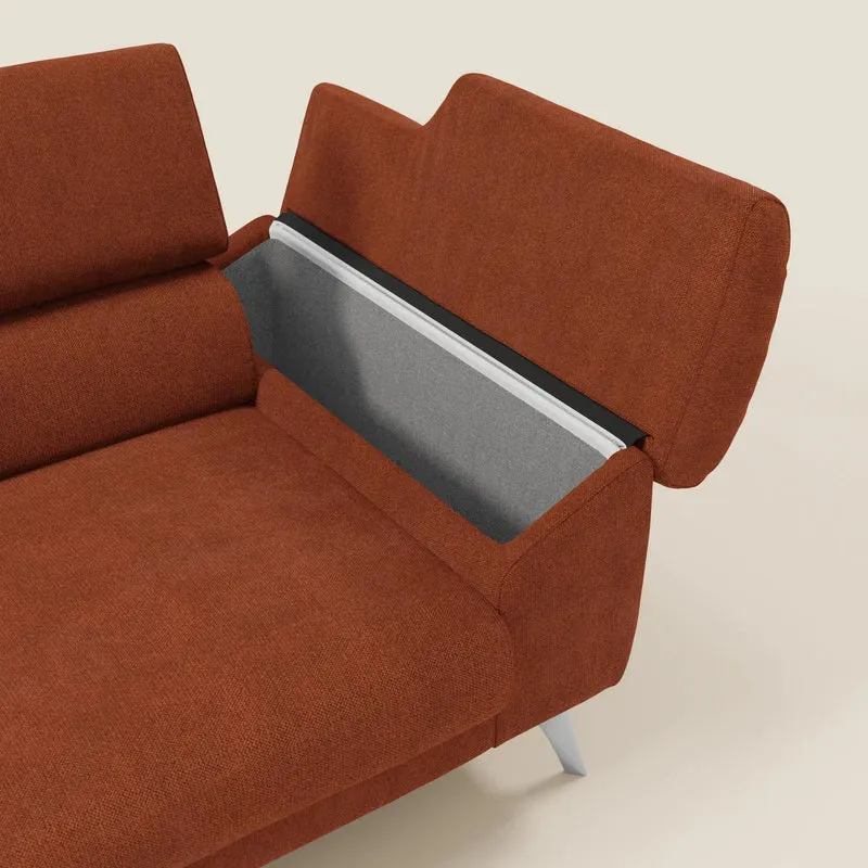 Donatello Canapé avec assises extensibles accoudoirs avec coffre et têtières inclinables en tissu détachable T23 orange rouille