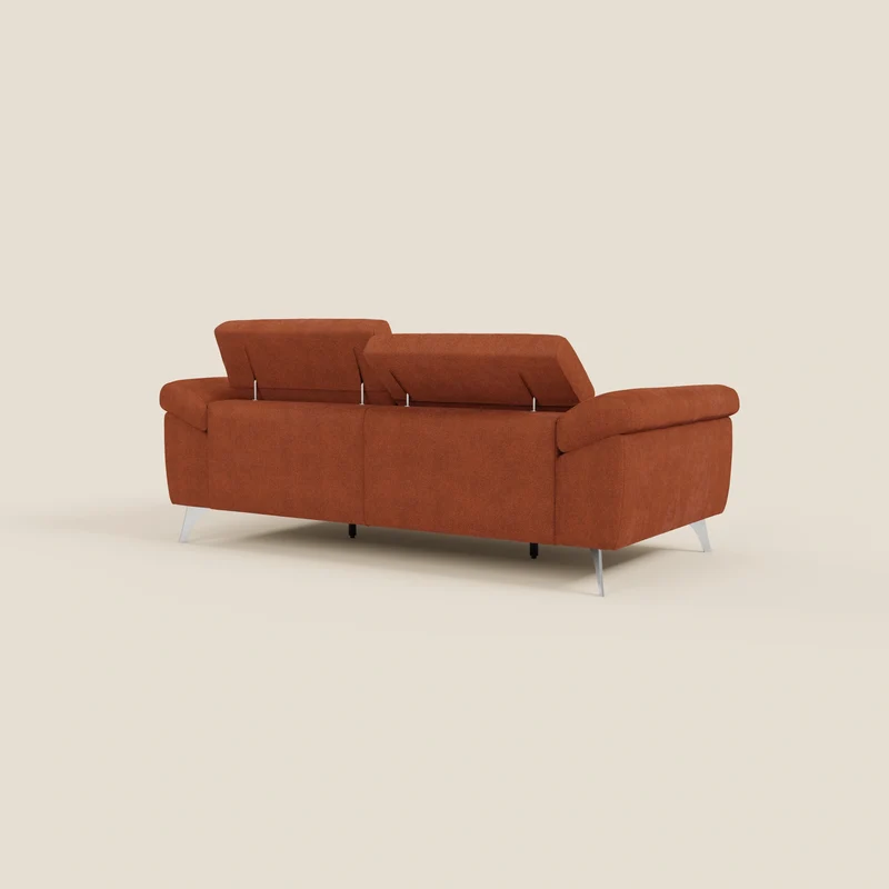 Donatello Canapé avec assises extensibles accoudoirs avec coffre et têtières inclinables en tissu détachable T23 orange rouille