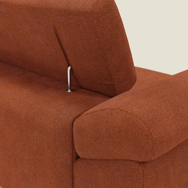 Donatello Canapé avec assises extensibles accoudoirs avec coffre et têtières inclinables en tissu détachable T23 orange rouille