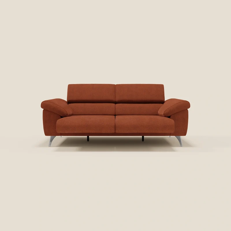 Donatello Canapé avec assises extensibles accoudoirs avec coffre et têtières inclinables en tissu détachable T23 orange rouille