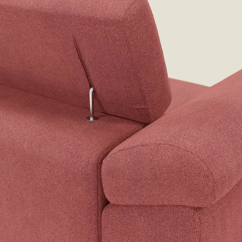 Donatello Canapé d'angle avec assises extensibles accoudoirs avec coffre et têtières en tissu détachable T23 rouge cerise