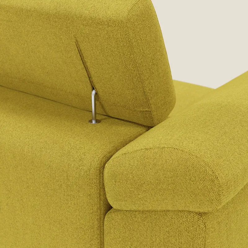 Donatello Canapé d'angle avec assises extensibles accoudoirs avec coffre et têtières en tissu détachable T23 jaune soleil