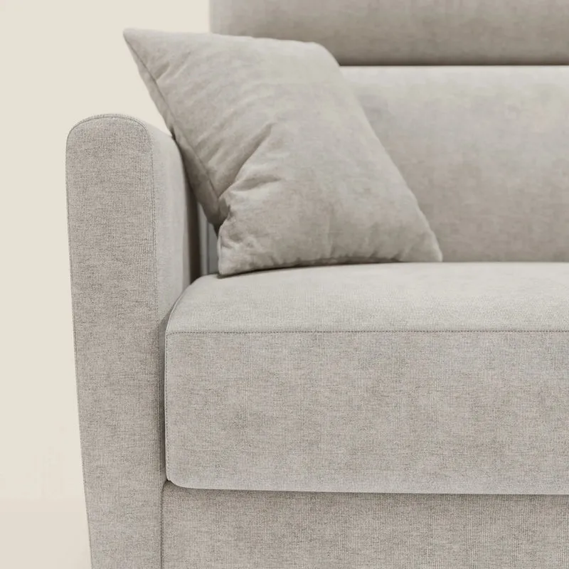 Francy Canapé d'angle convertible déhoussable - méridienne avec coffre et têtières inclinables en tissu détachable T17 blanc