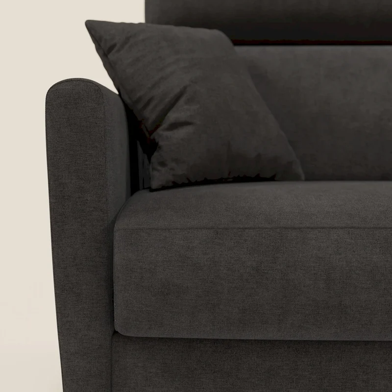 Francy canapé d'angle convertible déhoussable - méridienne avec coffre et têtières inclinables en tissu détachable T17 anthracite