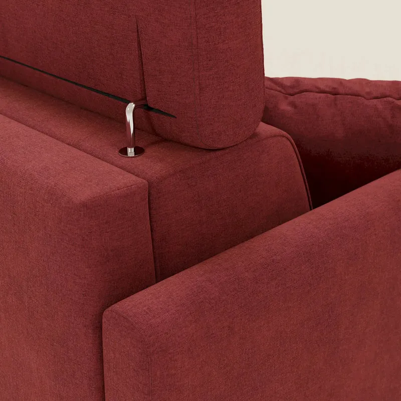 Francy canapé d'angle convertible déhoussable - méridienne avec coffre et têtières inclinables en tissu détachable T17 rouge