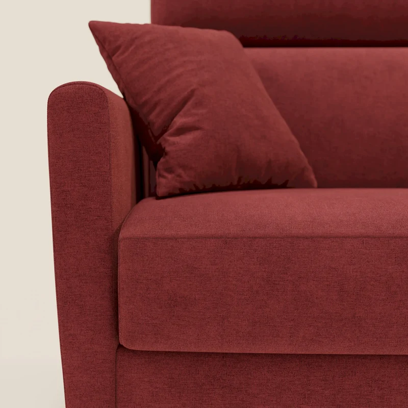Francy canapé d'angle convertible déhoussable - méridienne avec coffre et têtières inclinables en tissu détachable T17 rouge