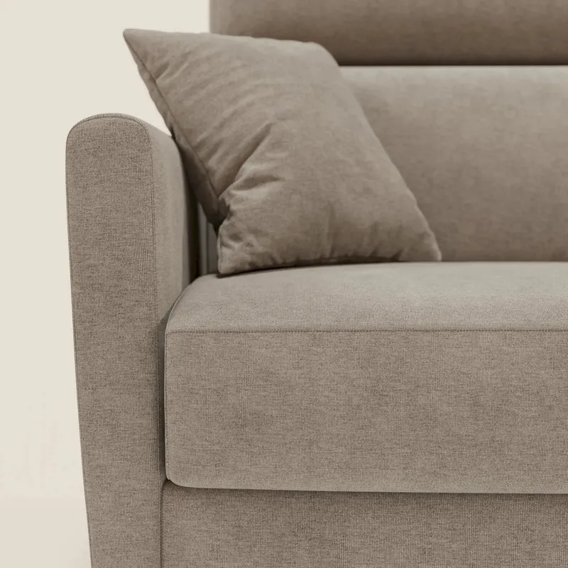 Francy canapé d'angle convertible déhoussable - méridienne avec coffre et têtières inclinables en tissu détachable T17 beige