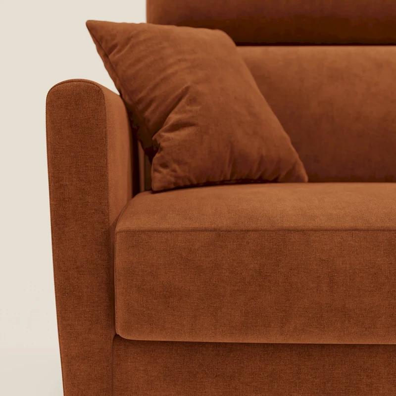 Francy canapé d'angle convertible déhoussable - méridienne avec coffre et têtières inclinables en tissu détachable T17 orange