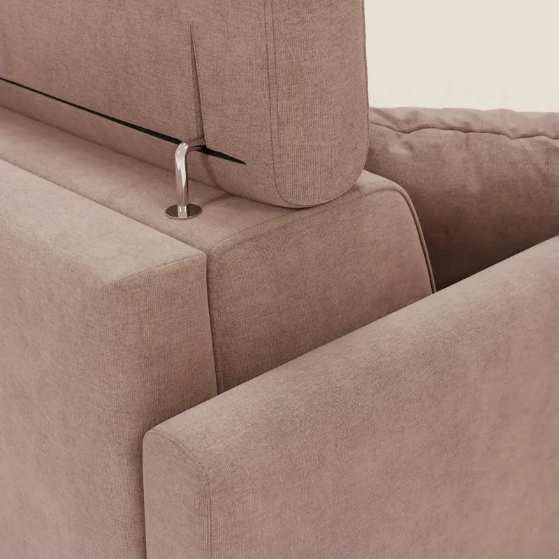 Francy canapé d'angle convertible déhoussable - méridienne avec coffre et têtières inclinables en tissu détachable T17 rose