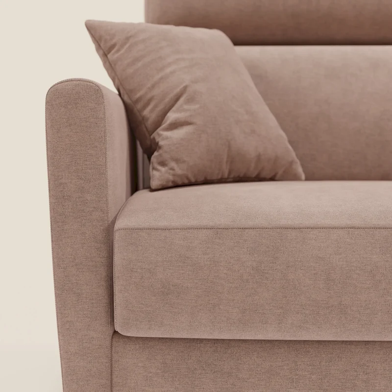 Francy canapé d'angle convertible déhoussable - méridienne avec coffre et têtières inclinables en tissu détachable T17 rose