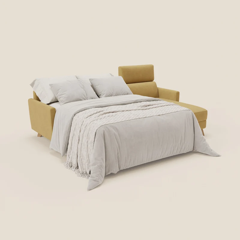 Francy canapé d'angle convertible déhoussable - méridienne avec coffre et têtières inclinables en tissu détachable T17 jaune