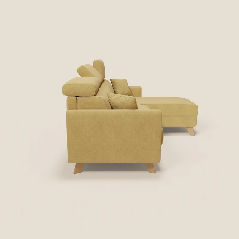 Francy canapé d'angle convertible déhoussable - méridienne avec coffre et têtières inclinables en tissu détachable T17 jaune
