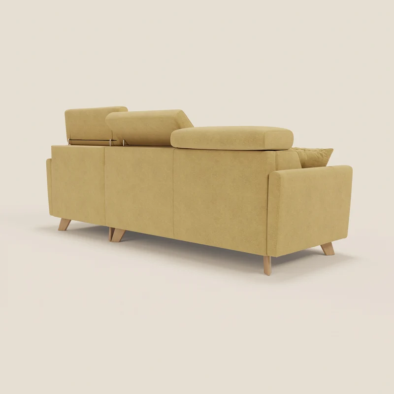 Francy canapé d'angle convertible déhoussable - méridienne avec coffre et têtières inclinables en tissu détachable T17 jaune