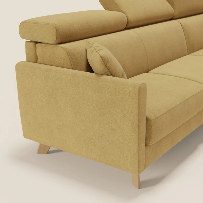 Francy canapé d'angle convertible déhoussable - méridienne avec coffre et têtières inclinables en tissu détachable T17 jaune
