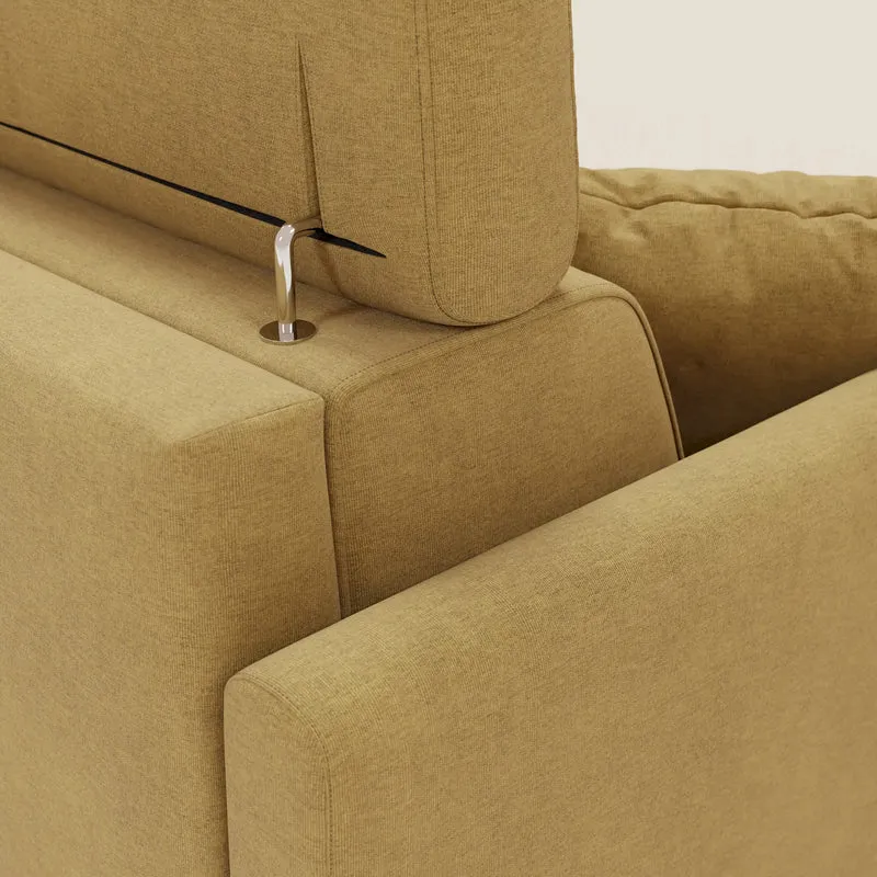 Francy canapé d'angle convertible déhoussable - méridienne avec coffre et têtières inclinables en tissu détachable T17 jaune