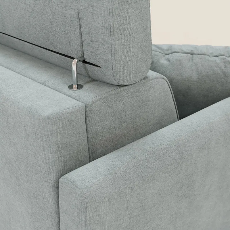 Francy canapé d'angle convertible déhoussable - méridienne avec coffre et têtières inclinables en tissu détachable T17 vert aquamarine
