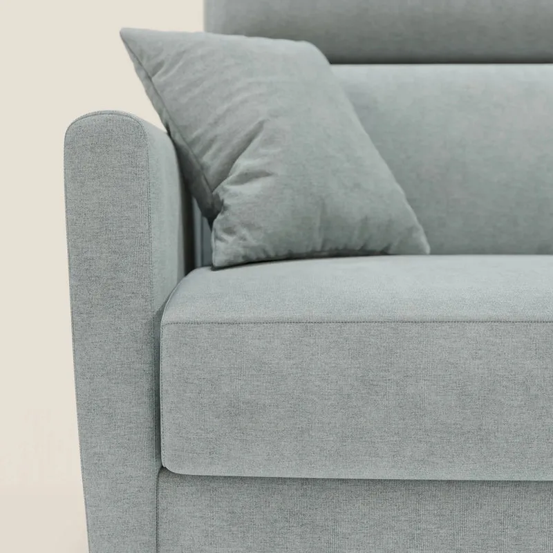 Francy canapé d'angle convertible déhoussable - méridienne avec coffre et têtières inclinables en tissu détachable T17 vert aquamarine
