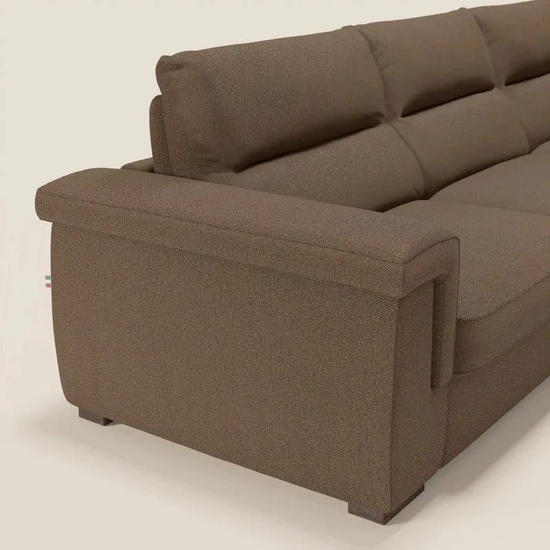 Magnolia canapé d'angle convertible avec méridienne coffre - matelas H 18cm en tissu détachable T05