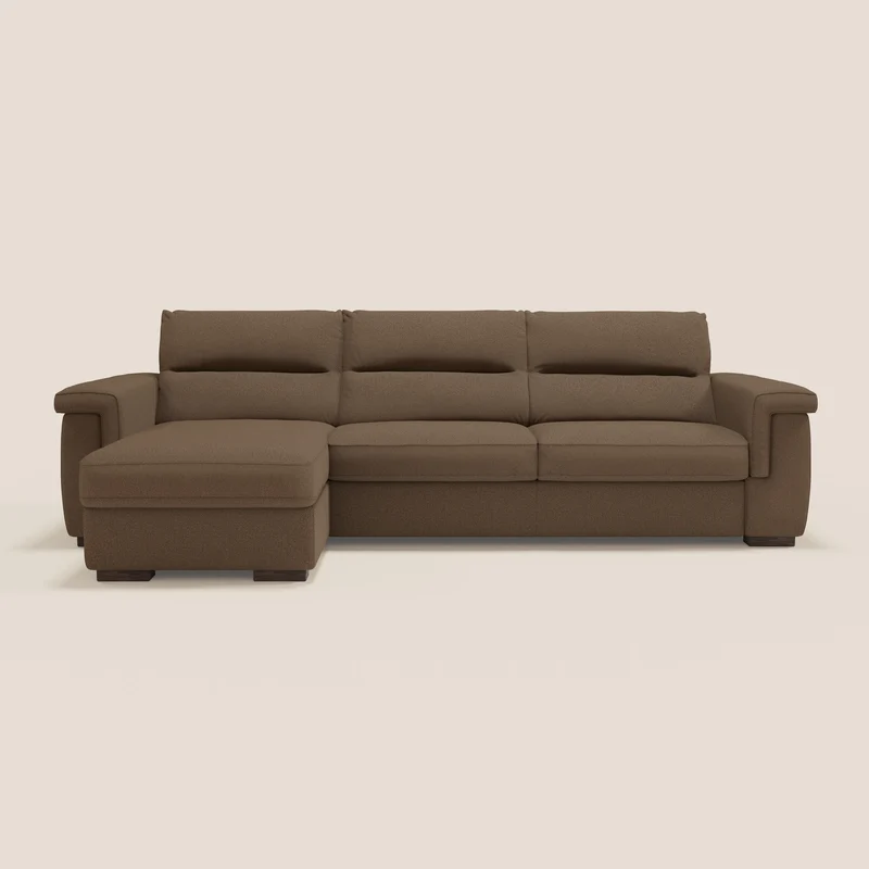 Magnolia canapé d'angle convertible avec méridienne coffre - matelas H 18cm en tissu détachable T05