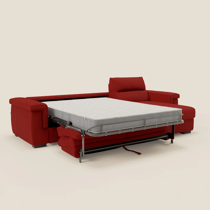 Magnolia canapé d'angle convertible avec méridienne coffre - matelas H 18cm en tissu détachable T05