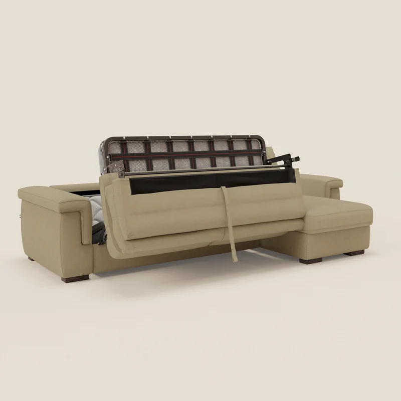 Magnolia canapé d'angle convertible avec méridienne coffre - matelas H 18cm en tissu détachable T05