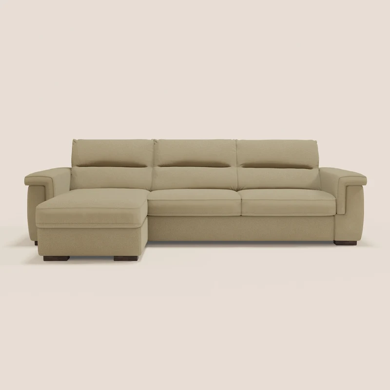 Magnolia canapé d'angle convertible avec méridienne coffre - matelas H 18cm en tissu détachable T05