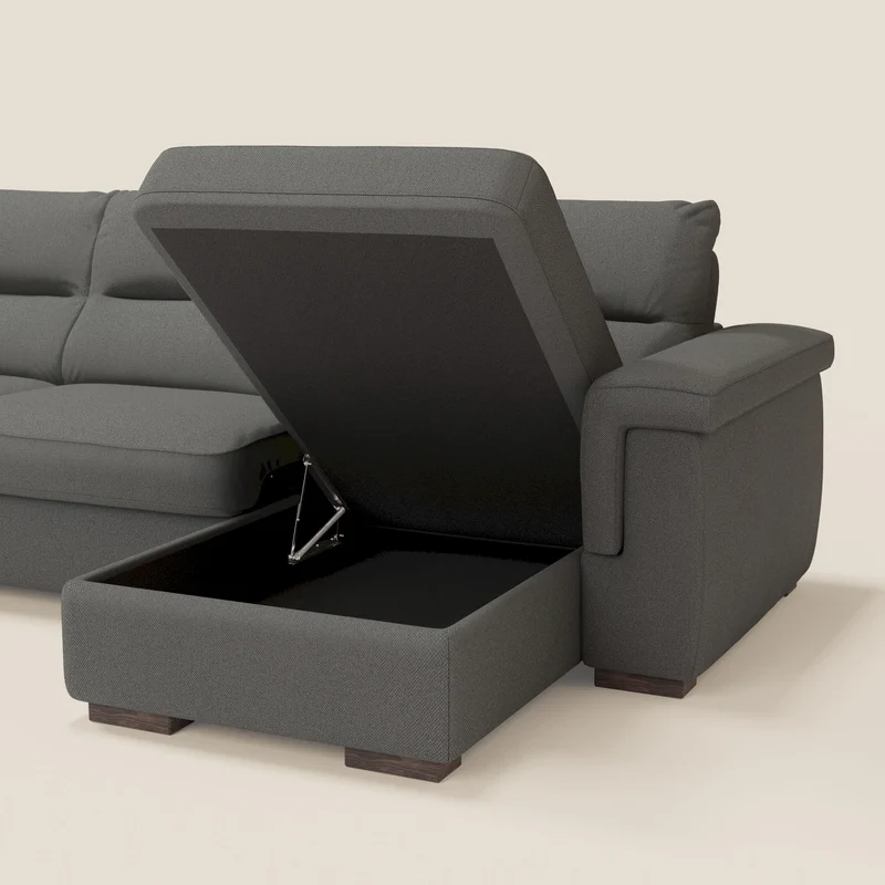 Magnolia canapé d'angle convertible avec méridienne coffre - matelas H 18cm en tissu détachable T05