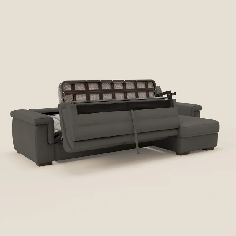 Magnolia canapé d'angle convertible avec méridienne coffre - matelas H 18cm en tissu détachable T05