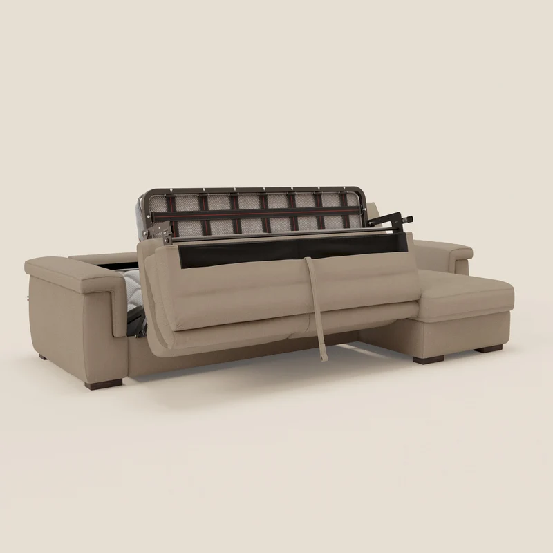 Magnolia canapé d'angle convertible avec méridienne coffre - matelas H 18cm en tissu détachable T05