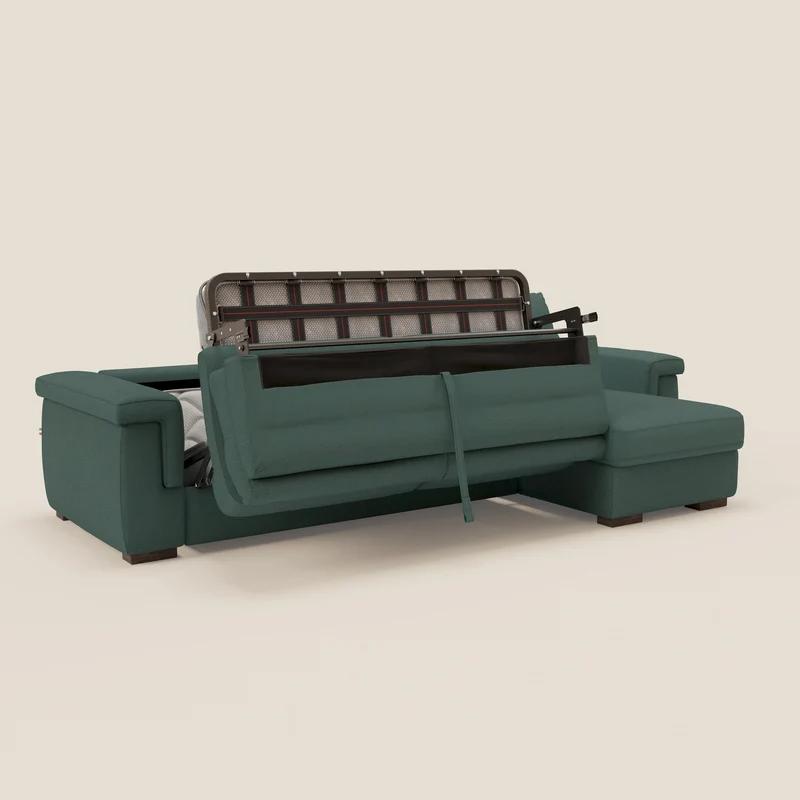 Magnolia canapé d'angle convertible avec méridienne coffre - matelas H 18cm en tissu détachable T05