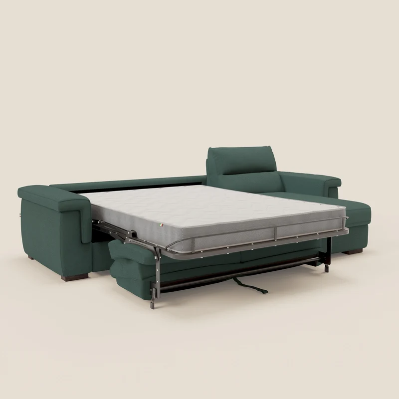 Magnolia canapé d'angle convertible avec méridienne coffre - matelas H 18cm en tissu détachable T05