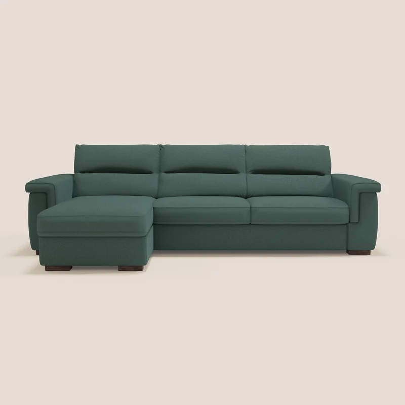 Magnolia canapé d'angle convertible avec méridienne coffre - matelas H 18cm en tissu détachable T05