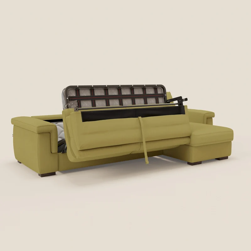 Magnolia canapé d'angle convertible avec méridienne coffre - matelas H 18cm en tissu détachable T05