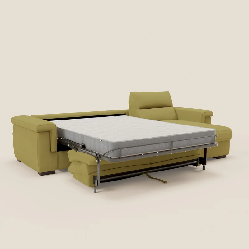 Magnolia canapé d'angle convertible avec méridienne coffre - matelas H 18cm en tissu détachable T05