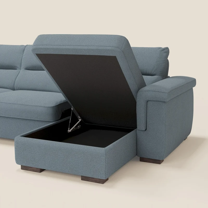 Magnolia canapé d'angle convertible avec méridienne coffre - matelas H 18cm en tissu détachable T05