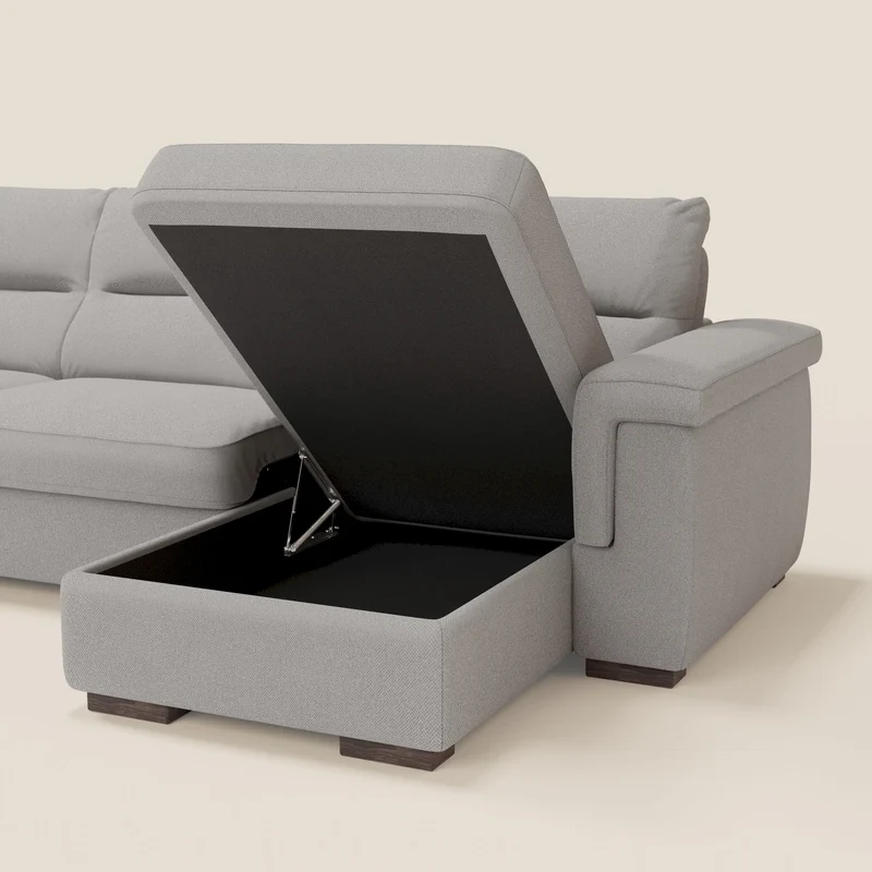 Magnolia canapé d'angle convertible avec méridienne coffre - matelas H 18cm en tissu détachable T05