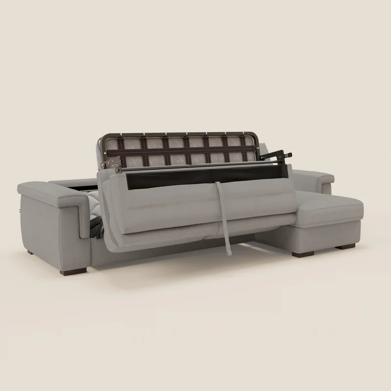 Magnolia canapé d'angle convertible avec méridienne coffre - matelas H 18cm en tissu détachable T05