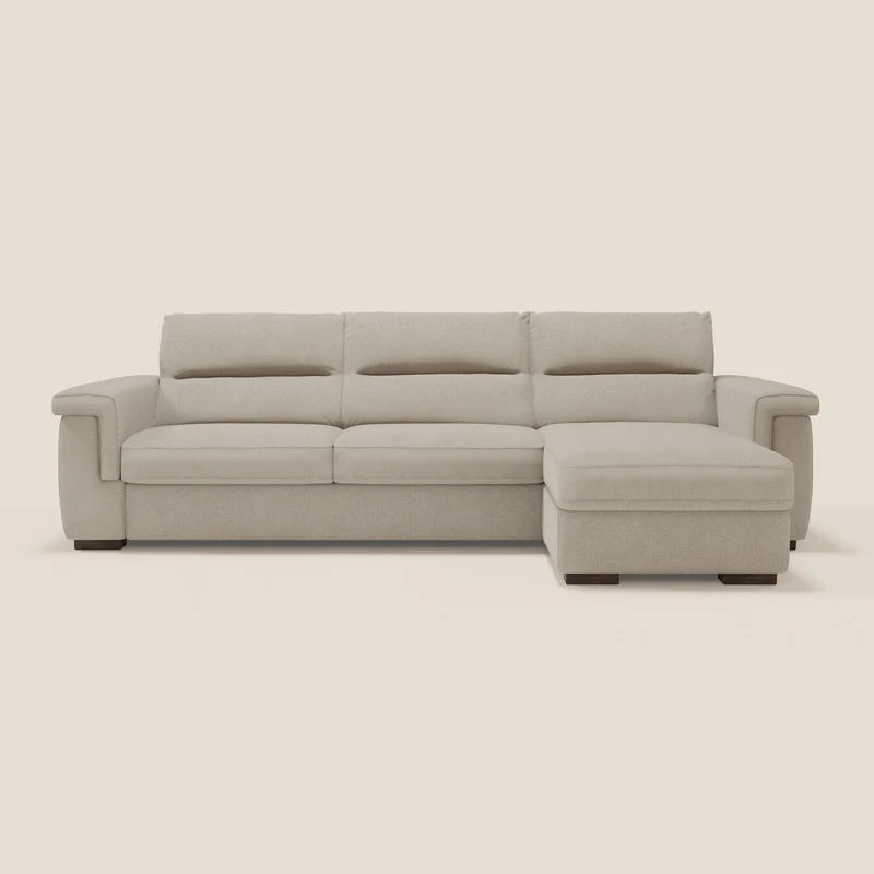 Magnolia canapé d'angle convertible avec méridienne coffre - matelas H 18cm en tissu détachable T05