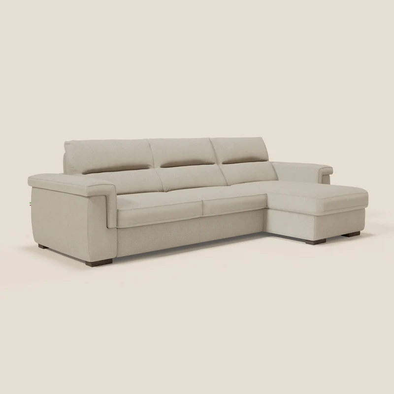 Magnolia canapé d'angle convertible avec méridienne coffre - matelas H 18cm en tissu détachable T05