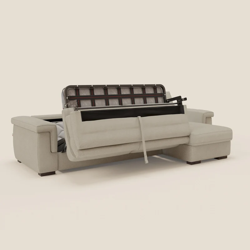 Magnolia canapé d'angle convertible avec méridienne coffre - matelas H 18cm en tissu détachable T05