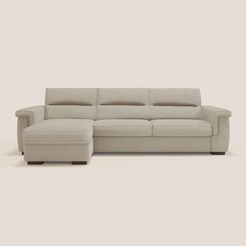 Magnolia canapé d'angle convertible avec méridienne coffre - matelas H 18cm en tissu détachable T05
